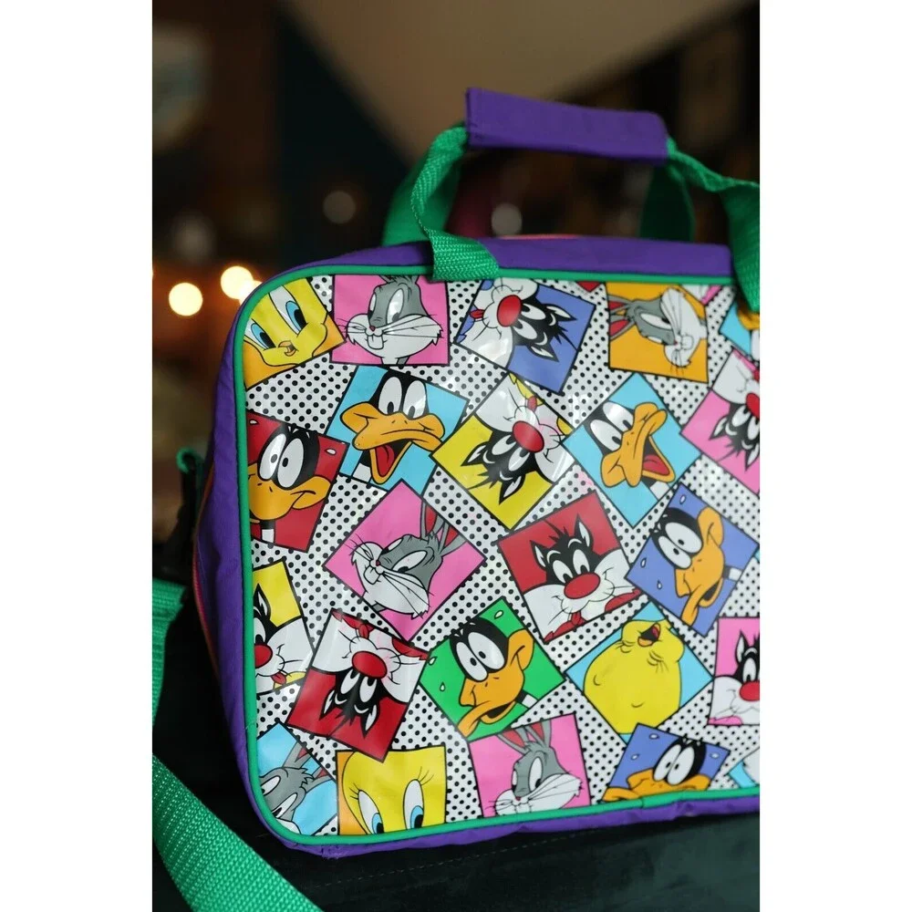 Vintage 90s Looney Tunes Messenger Crossbody Bag Bugs Bunny Tweety Daffy